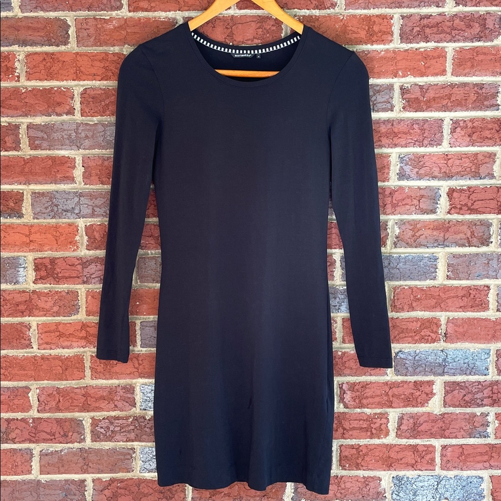 Marimekko black long sleeve mini dress, size M